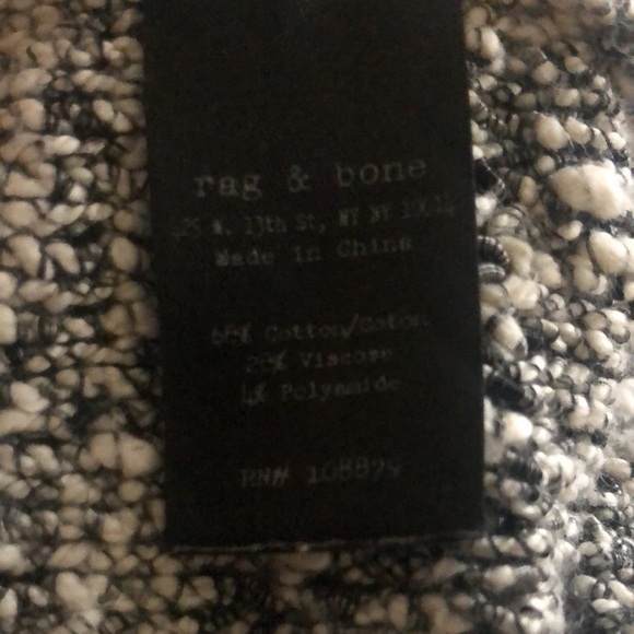 Rag & Bone Nubby Textured Scoop Neck Loose Boxy Knit Sweater L Black White - Picture 5 of 5